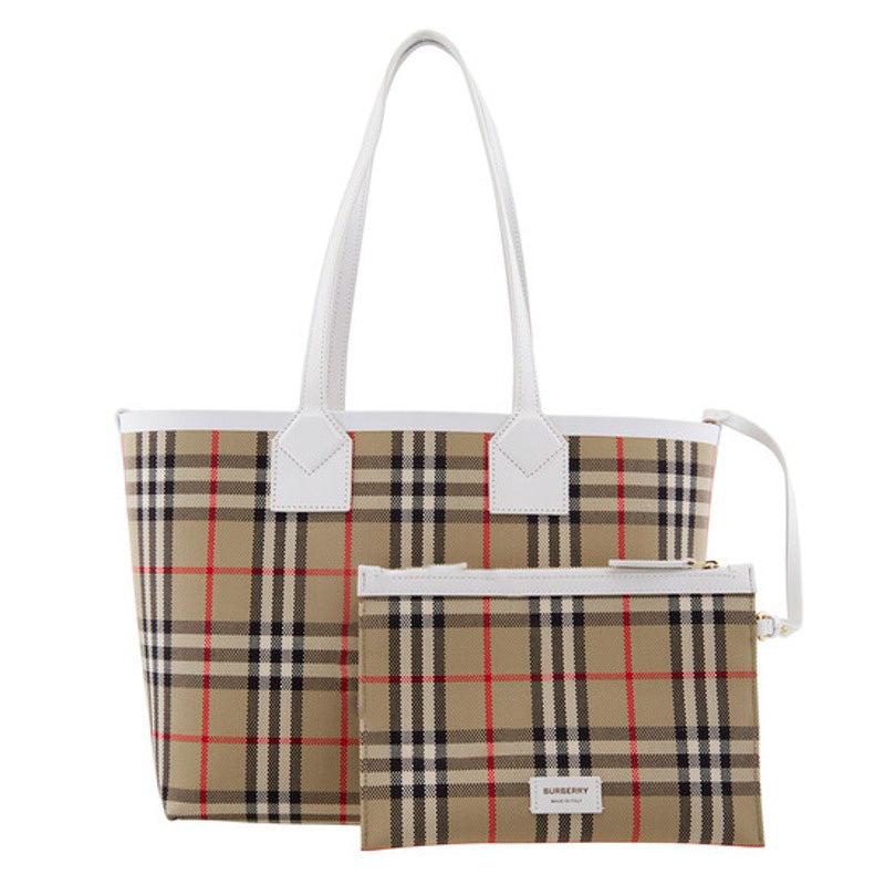 Bolsa Shopper Ladies Archive Beige Check Cotton Canvas Small London
