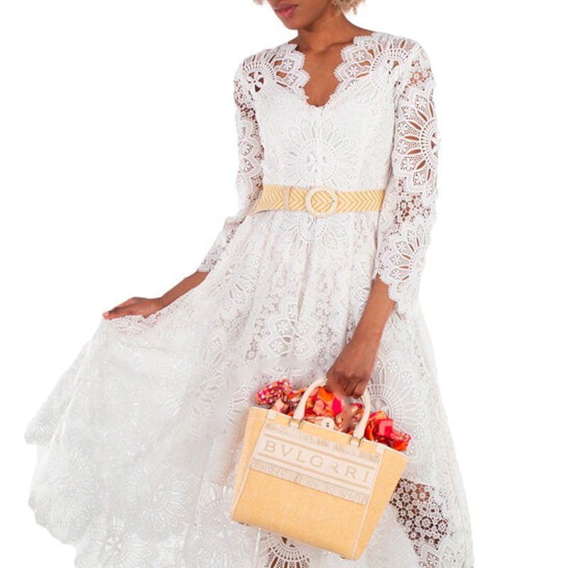 Bolsa Beach Ivory Raffia Logo