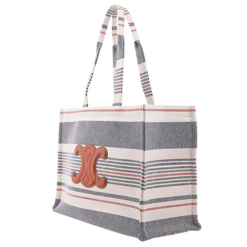 Bolsa Beach Large Cabas Thais In Striped Textile Andskin