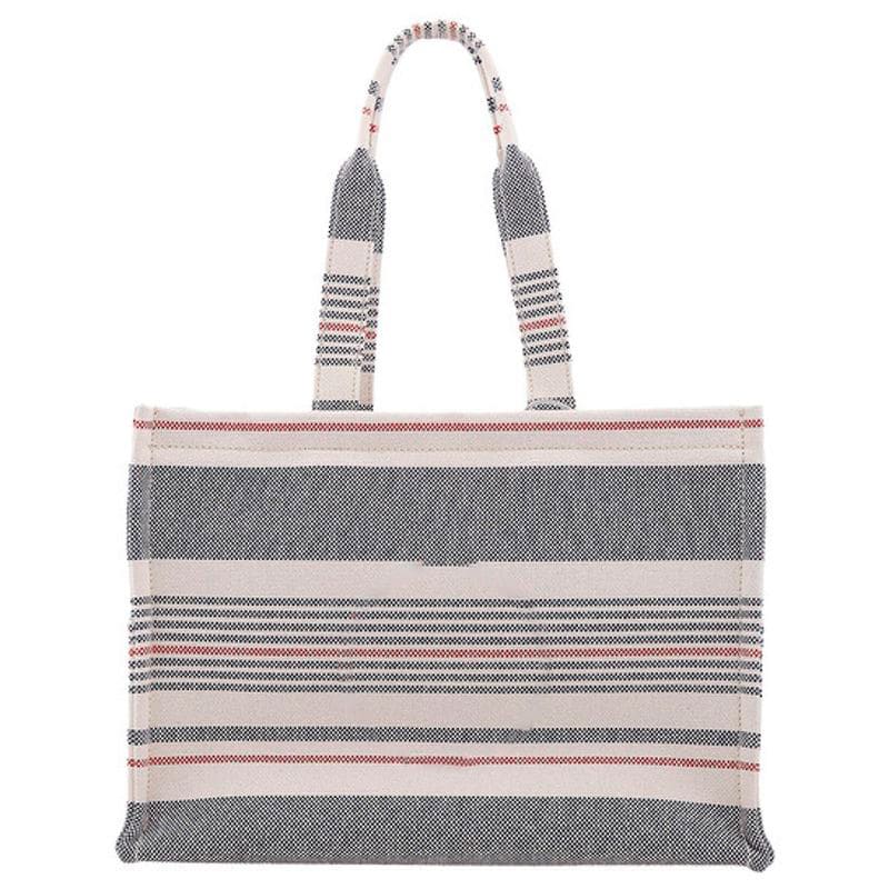 Bolsa Beach Large Cabas Thais In Striped Textile Andskin