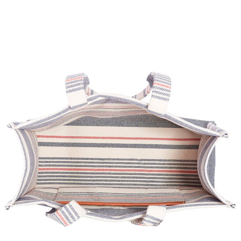 Bolsa Beach Large Cabas Thais In Striped Textile Andskin