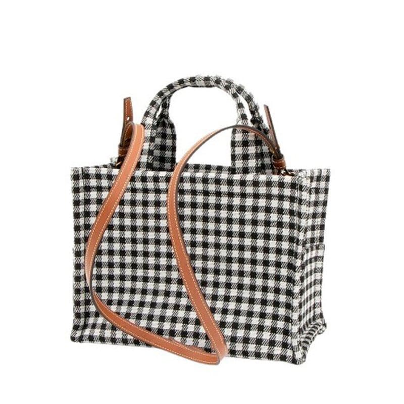 Bolsa Beach Small Cabas Thais In Vichy Textile Andskin