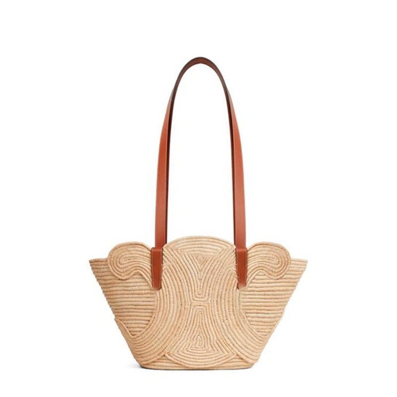 Bolsa Beach Classic Panier Small Braided Triomphe In Raffia Andskin - Mercado de Luxo - O Maior E-Commerce de Bens, Produtos e Serviços de Luxo do Brasil.