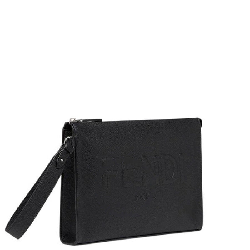 Bolsa Clutch Embossed Logo Zipper