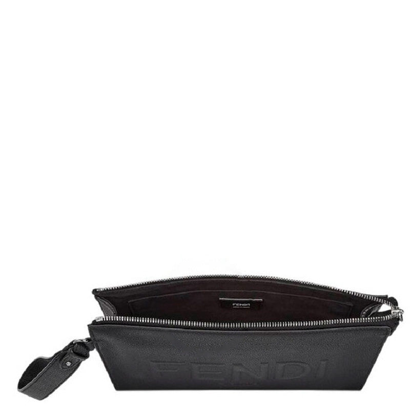 Bolsa Clutch Embossed Logo Zipper