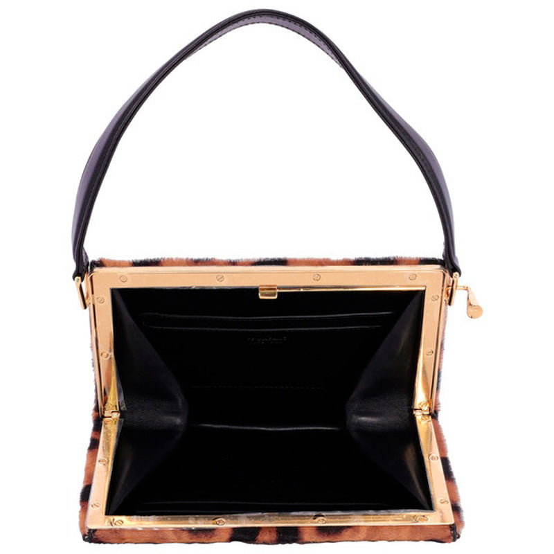 Bolsa Handle Small Leopard Print Framed