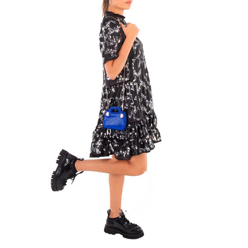 Bolsa Handle Ladies Blue Crystal Studded Wanda Mini
