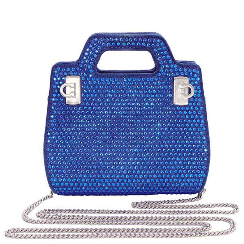 Bolsa Handle Ladies Blue Crystal Studded Wanda Mini