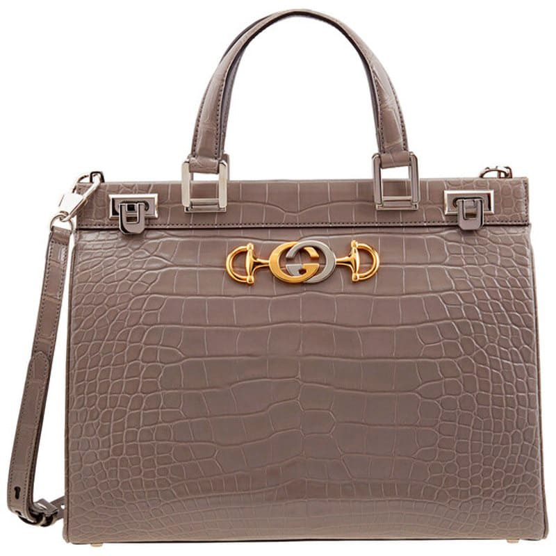 Bolsa Handle Grey Zumi Medium In Crocodile Effect - Mercado de Luxo - O Maior E-Commerce de Bens, Produtos e Serviços de Luxo do Brasil.