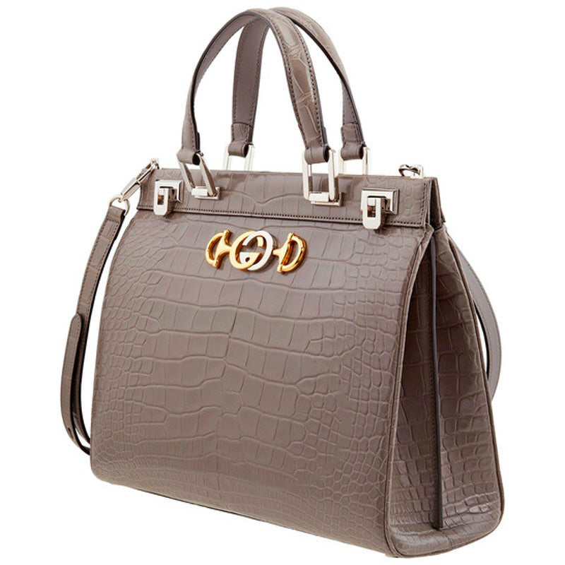 Bolsa Handle Grey Zumi Medium In Crocodile Effect