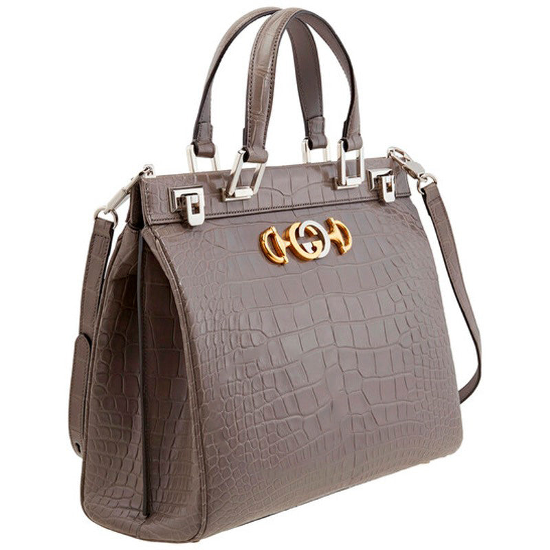Bolsa Handle Grey Zumi Medium In Crocodile Effect