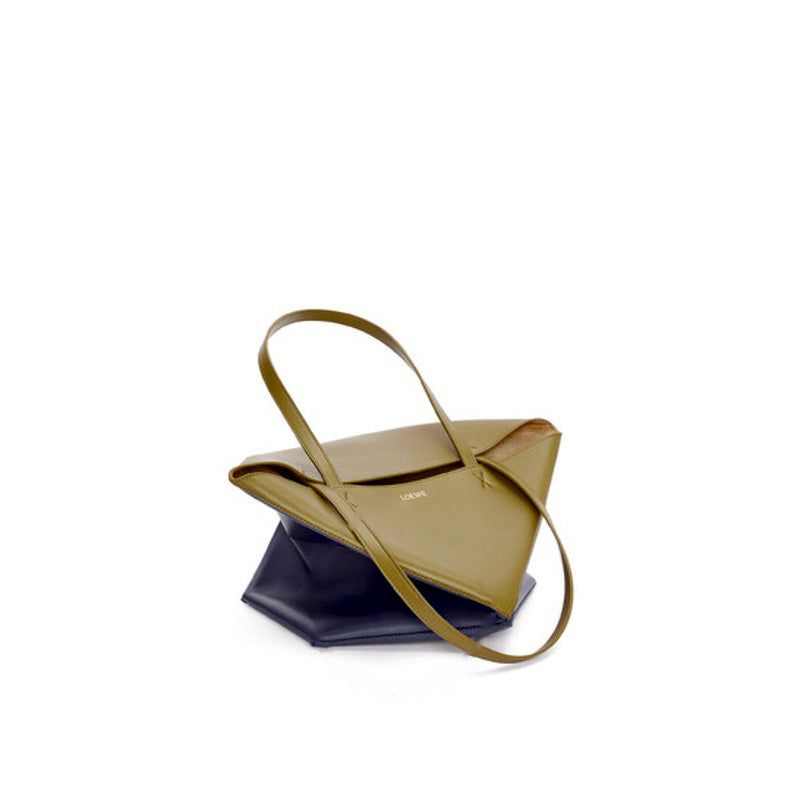 Bolsa Shopper Shinyskin Puzzle Fold Olive Abyss Blue