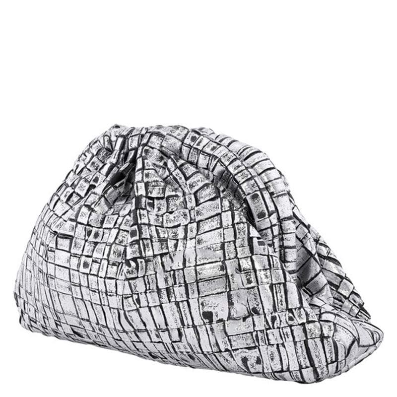 Bolsa Clutch Ladies Ribbon Laminated Silver Mini Game