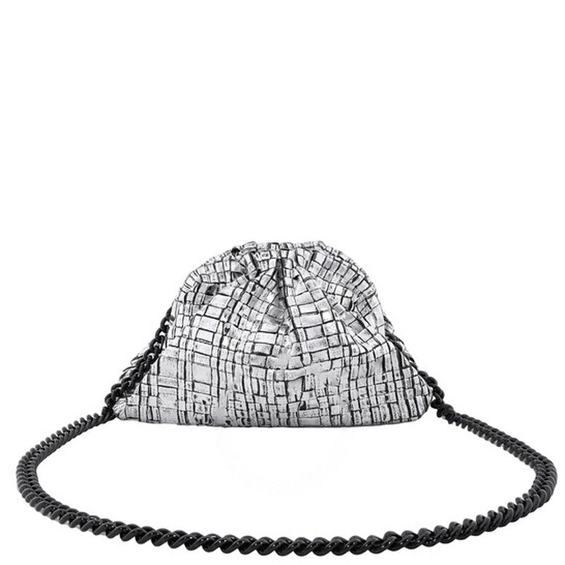 Bolsa Clutch Ladies Ribbon Laminated Silver Mini Game