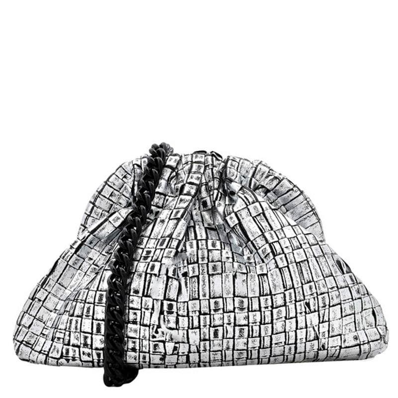 Bolsa Clutch Ribbon Laminated Silver Mini Game - Mercado de Luxo - O Maior E-Commerce de Bens, Produtos e Serviços de Luxo do Brasil.
