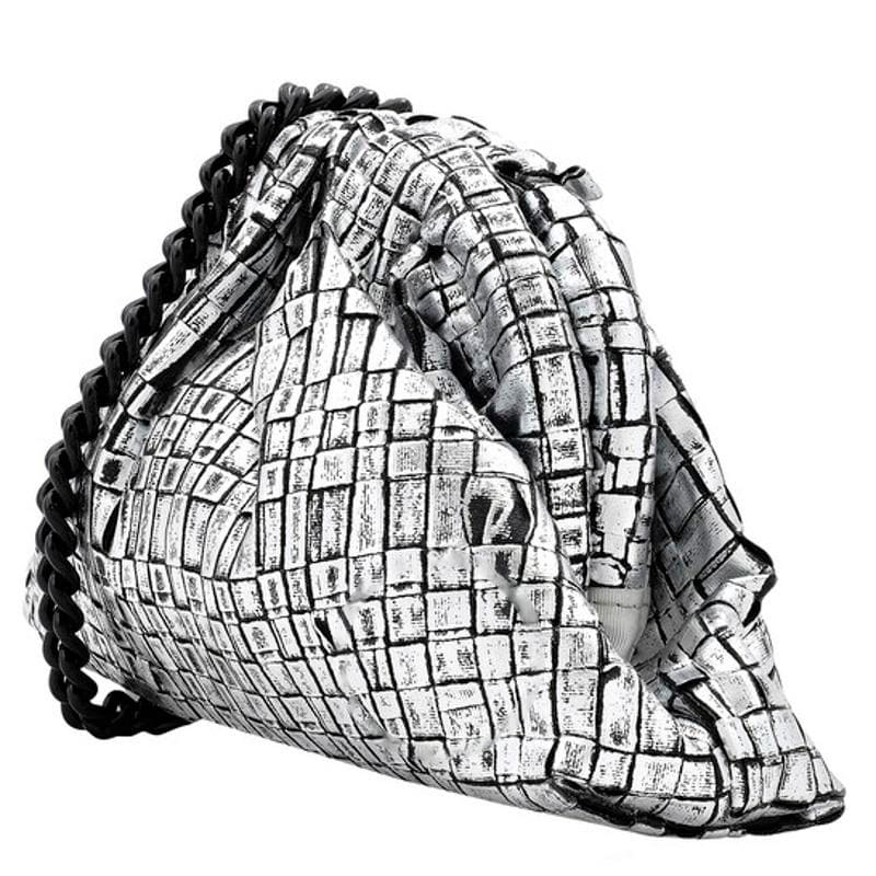 Bolsa Clutch Ribbon Laminated Silver Mini Game