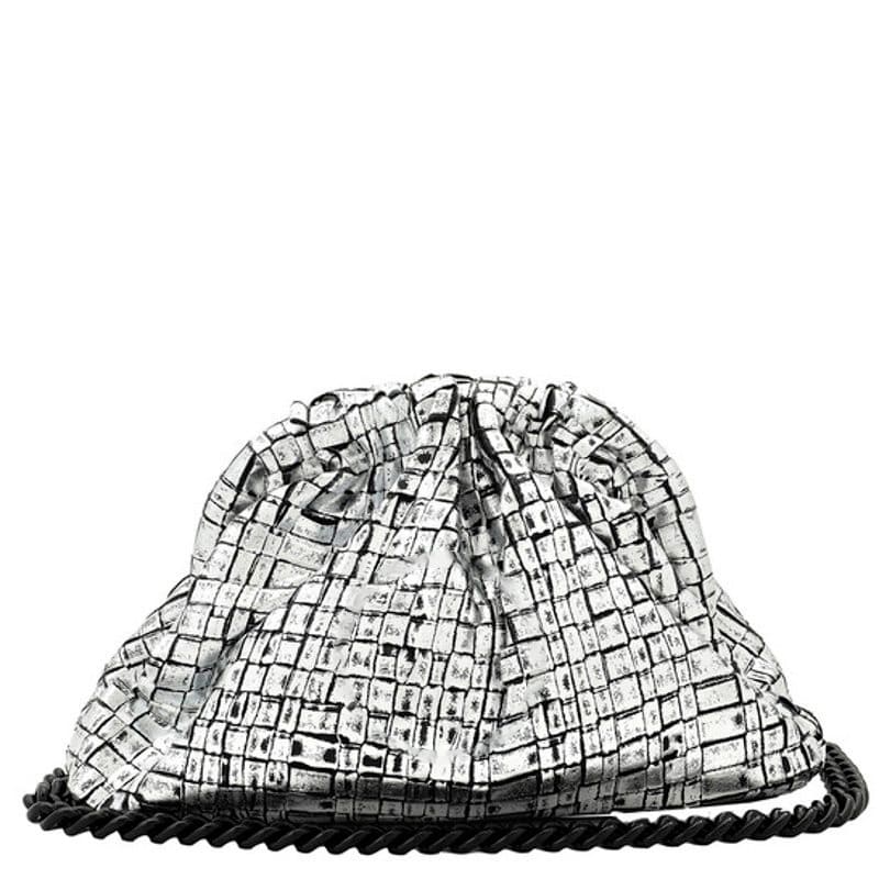 Bolsa Clutch Ribbon Laminated Silver Mini Game