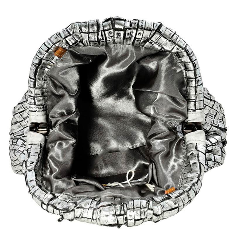 Bolsa Clutch Ribbon Laminated Silver Mini Game