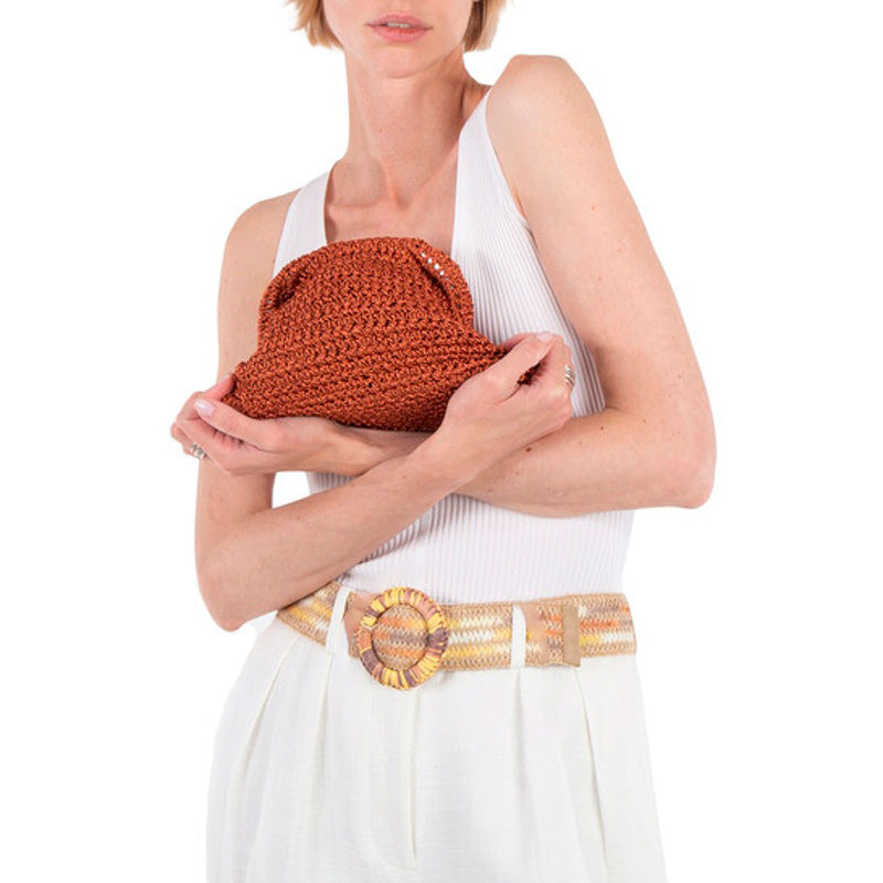 Bolsa Clutch Rust Mini Game Metallic Crochet