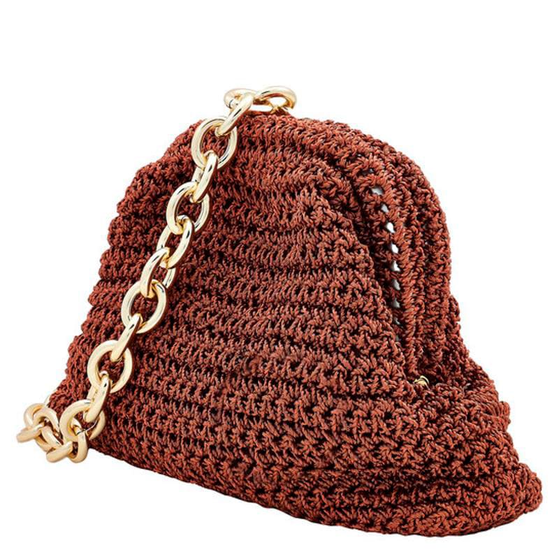Bolsa Clutch Rust Mini Game Metallic Crochet