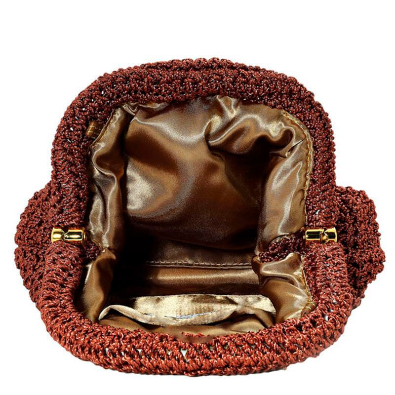 Bolsa Clutch Rust Mini Game Metallic Crochet
