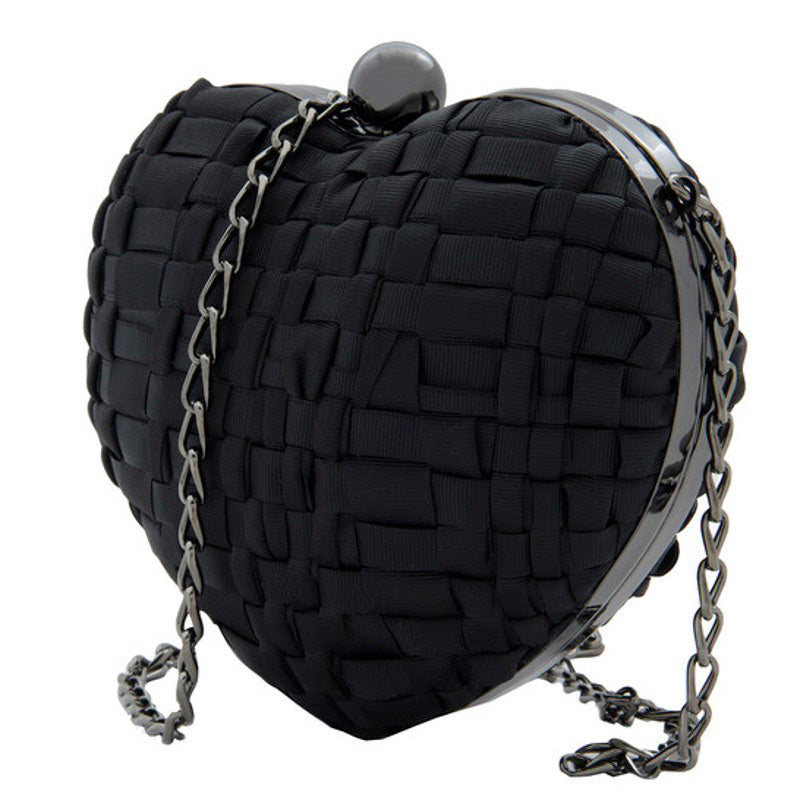 Bolsa Clutch Hand Woven Heart Shaped With Strap