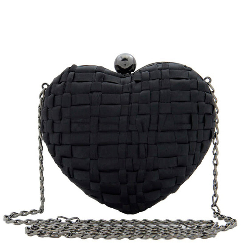 Bolsa Clutch Hand Woven Heart Shaped With Strap