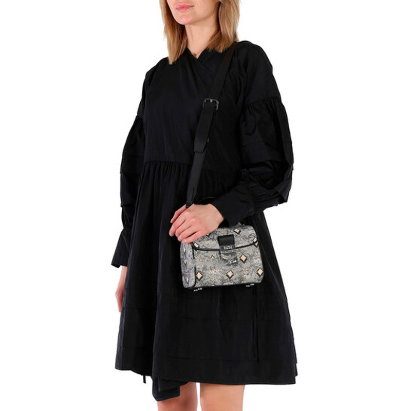 Bolsa Satchel Ladies Grey Satchel in Vintage Jacquard Monogram