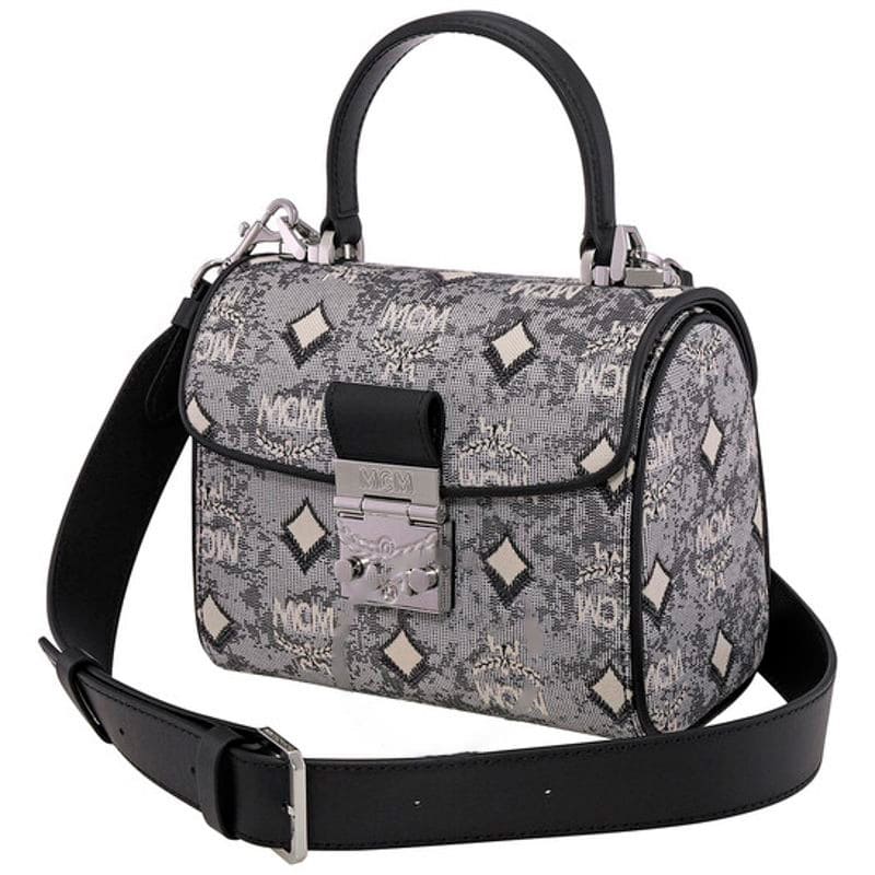 Bolsa Satchel Ladies Grey Satchel in Vintage Jacquard Monogram