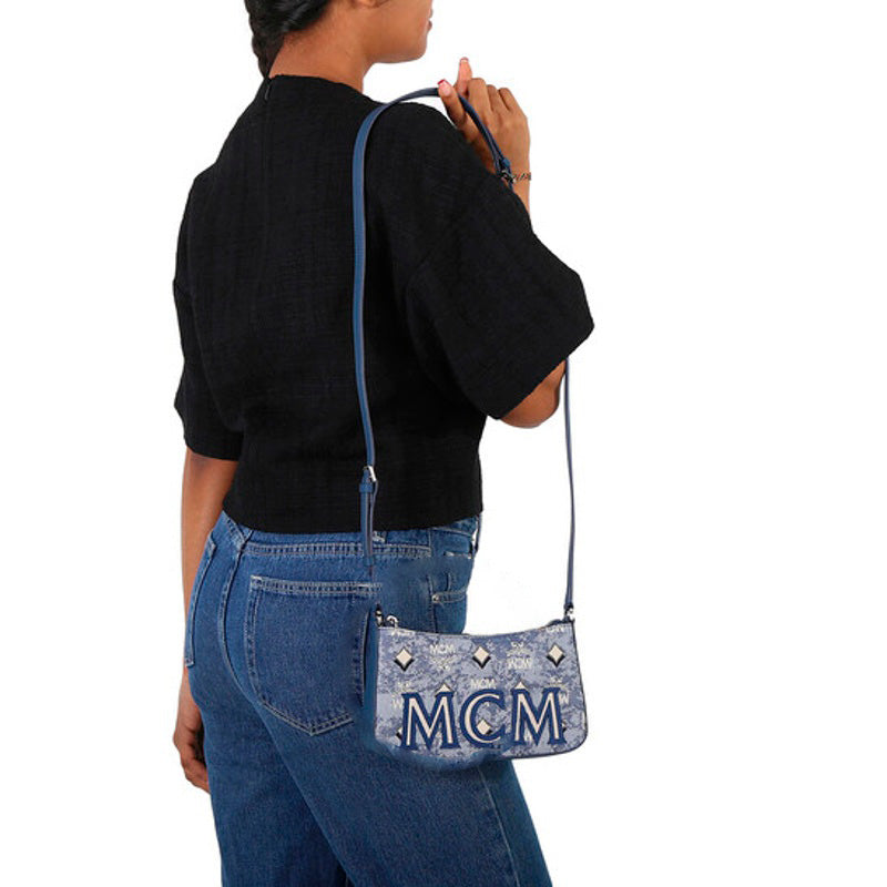 Bolsa Shoulder Ladies Blue in Vintage Jacquard Monogram