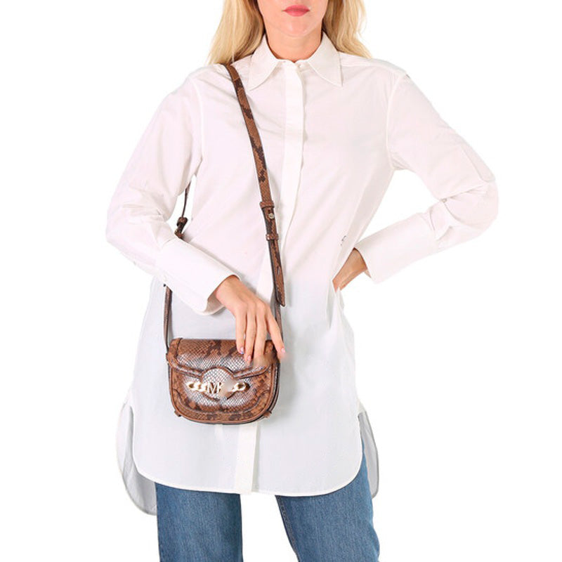 Bolsa Crossbody Snakeskin Effect Saddle