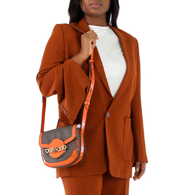 Bolsa Crossbody Hally Signature Logoprint Saddle