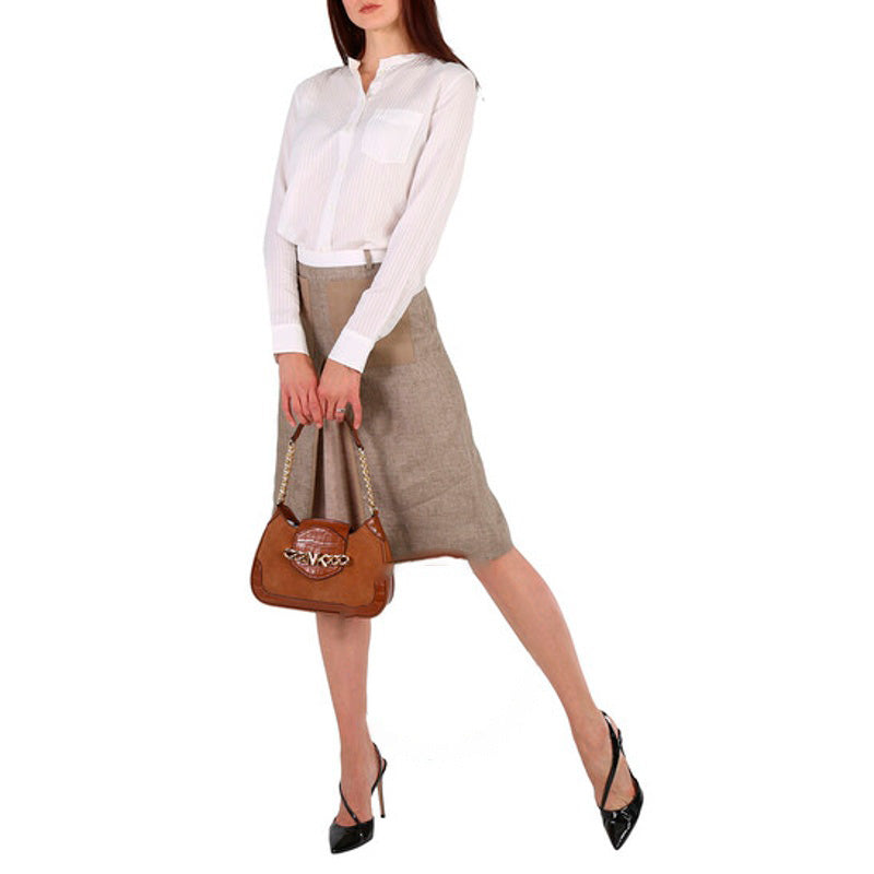 Bolsa Shoulder Ladies Hally Small Suede And Crocodile Embossed