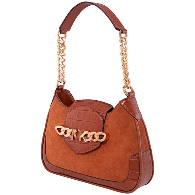 Bolsa Shoulder Ladies Hally Small Suede And Crocodile Embossed