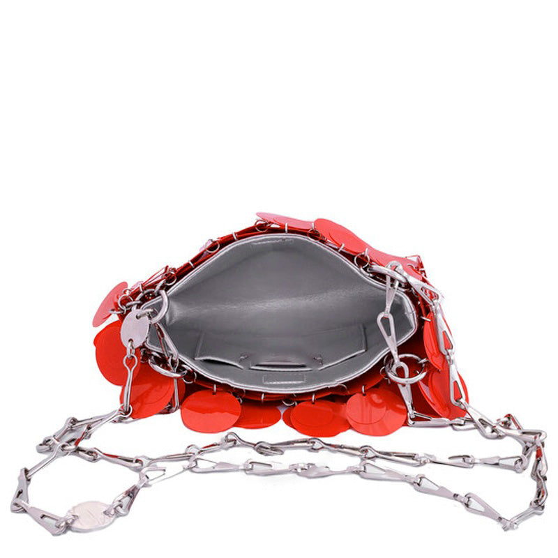 Bolsa Shoulder Red Sparkle Discs