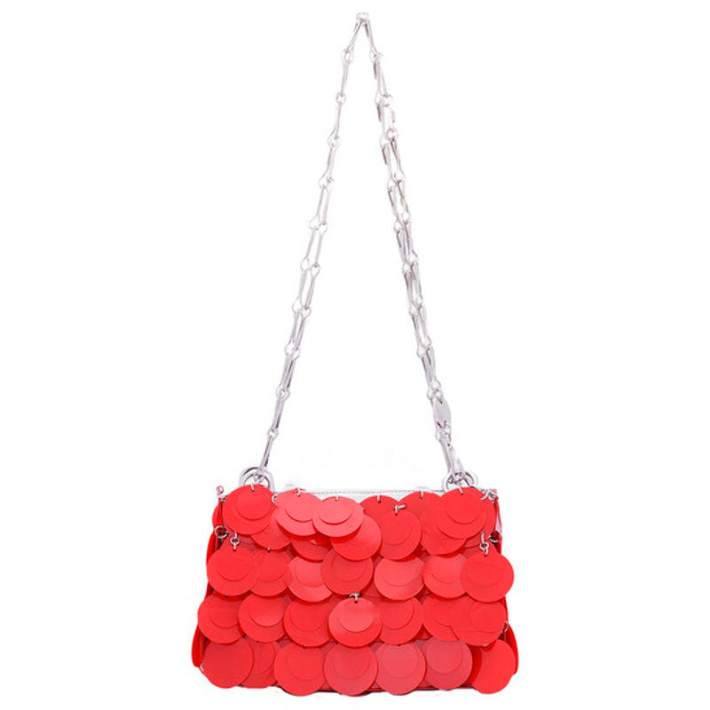 Bolsa Shoulder Red Sparkle Discs