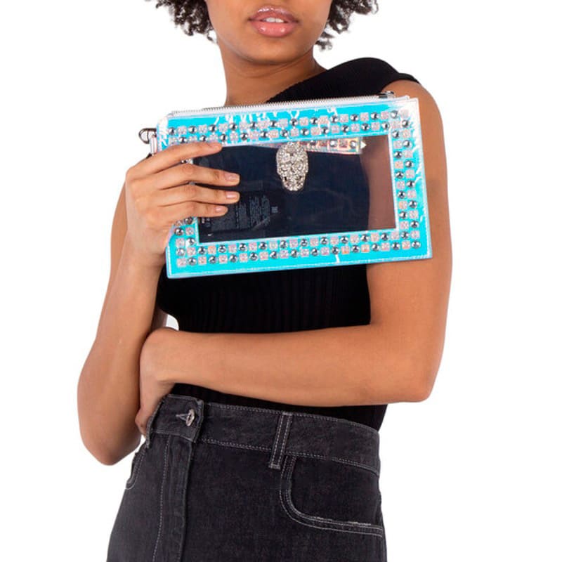 Bolsa Clutch Studded Transparent With Strap