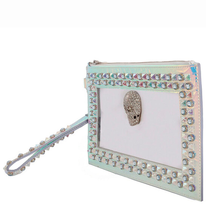 Bolsa Clutch Studded Transparent With Strap