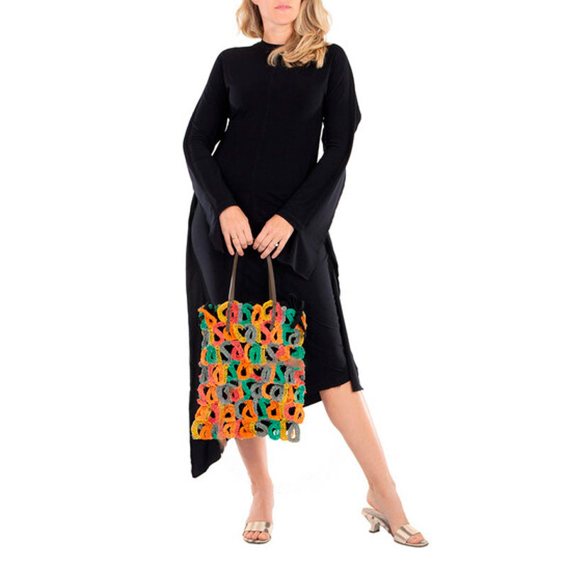 Bolsa Shopper Multicolor Crochet Logo