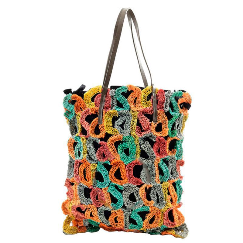 Bolsa Shopper Multicolor Crochet Logo