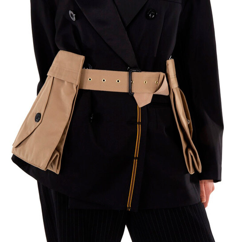 Bolsa Pocket Ladies Beige Cotton Gabardine Belt