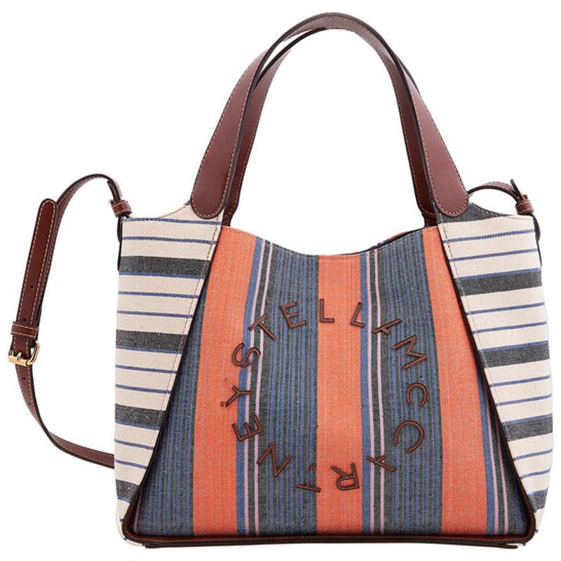 Bolsa Shopper Logo Lettering Stripe Pattern