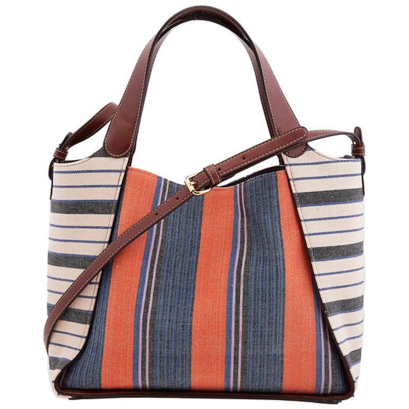 Bolsa Shopper Logo Lettering Stripe Pattern
