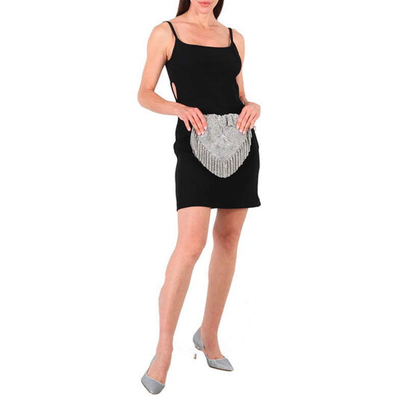 Bolsa Clutch Crystal Mesh Heart Pillow
