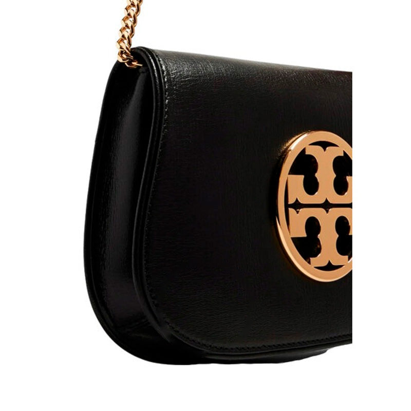 Bolsa Clutch Black Reva With Chain Strap
