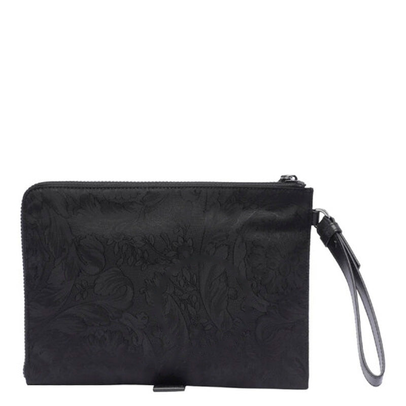 Bolsa Clutch Jacquard Pattern Logo Patch