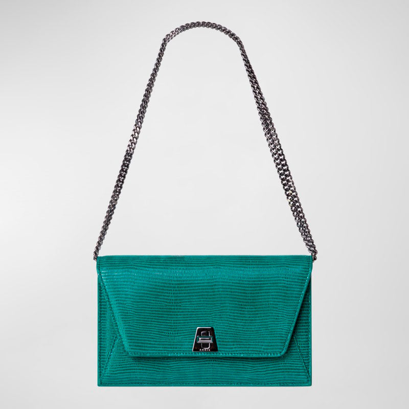 Bolsa Crossbody Anouk Lizard-Print w/ Chain - Mercado de Luxo - O Maior E-Commerce de Bens, Produtos e Serviços de Luxo do Brasil.