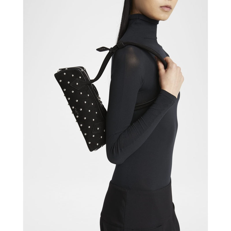 Bolsa Shoulder Le Teckel Small in Studded Suede