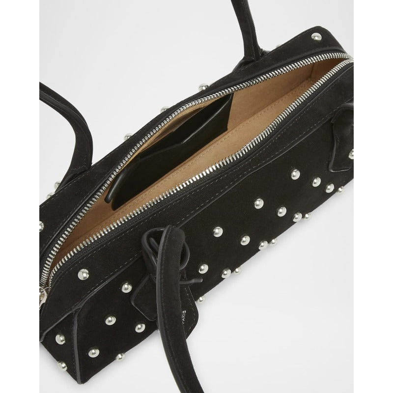 Bolsa Shoulder Le Teckel Small in Studded Suede