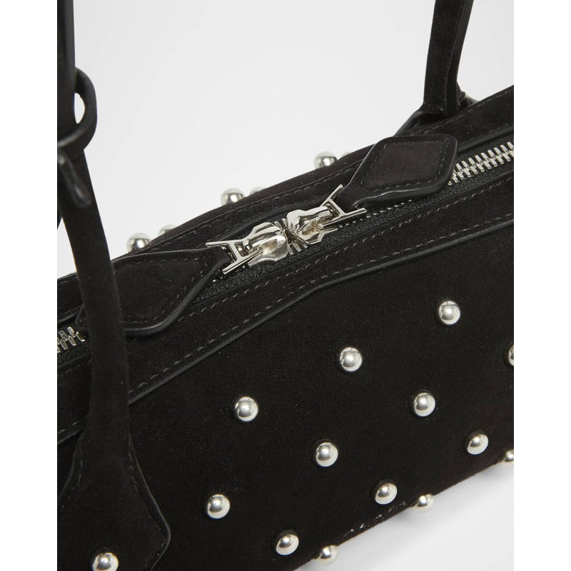 Bolsa Shoulder Le Teckel Small in Studded Suede